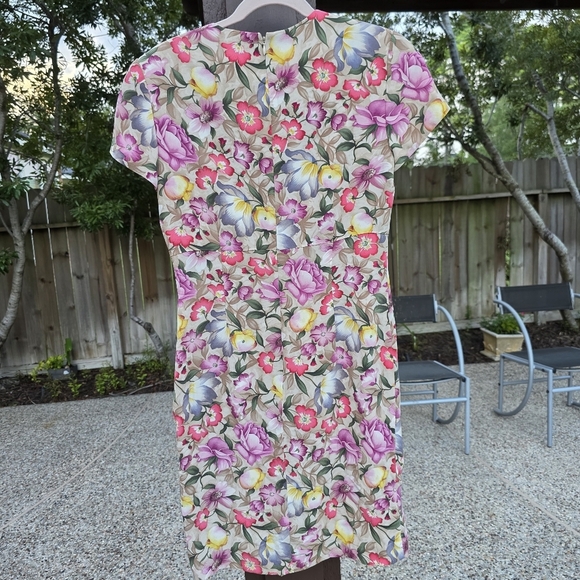 Nwot Adrianna Papell Silk Peony Roses Print Silk Dress 8 - Picture 6 of 10